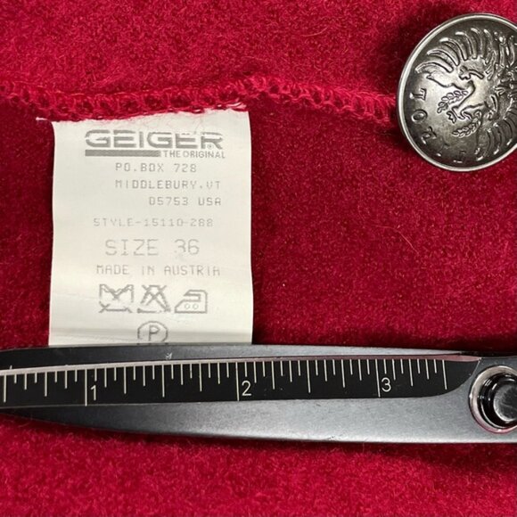 Geiger Austria Vintage Red Boiled Wool Full Length Classic Overcoat Size 36 - Picture 13 of 15